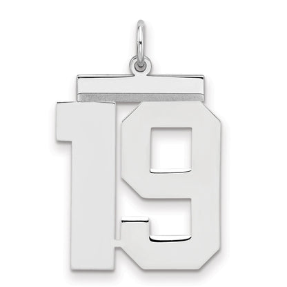 Sterling Silver Silver/Rhodium-Plated Polished Number 19 Charm