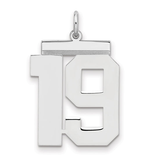 Sterling Silver Silver/Rhodium-Plated Polished Number 19 Charm