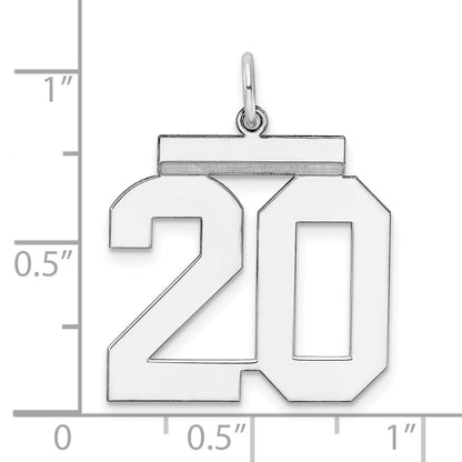 Sterling Silver Silver/Rhodium-Plated Polished Number 20 Charm