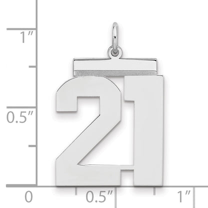 Sterling Silver Silver/Rhodium-Plated Polished Number 21 Charm