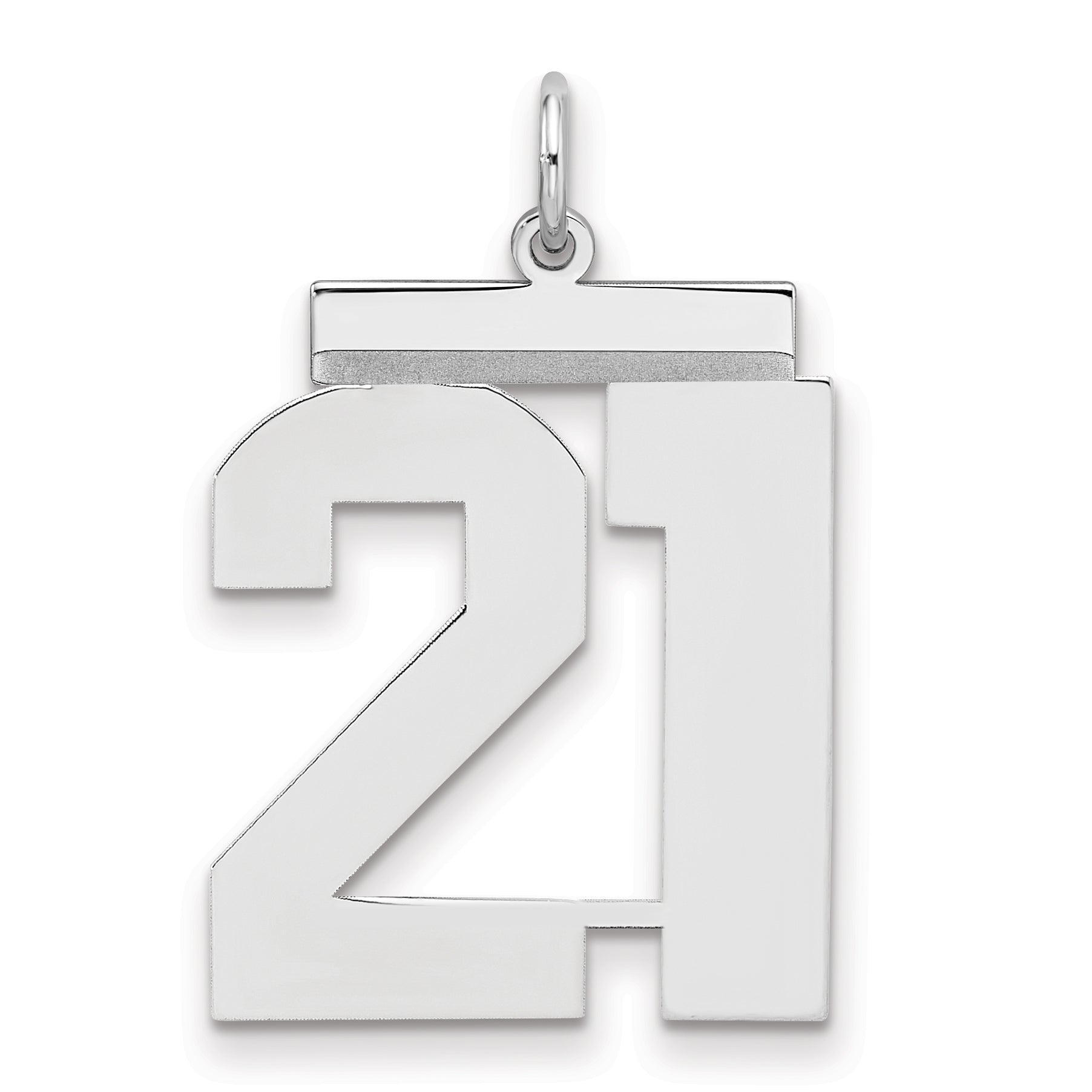 Sterling Silver Silver/Rhodium-Plated Polished Number 21 Charm