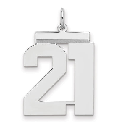 Sterling Silver Silver/Rhodium-Plated Polished Number 21 Charm