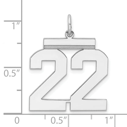 Sterling Silver Silver/Rhodium-Plated Polished Number 22 Charm