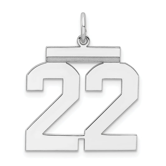 Sterling Silver Silver/Rhodium-Plated Polished Number 22 Charm