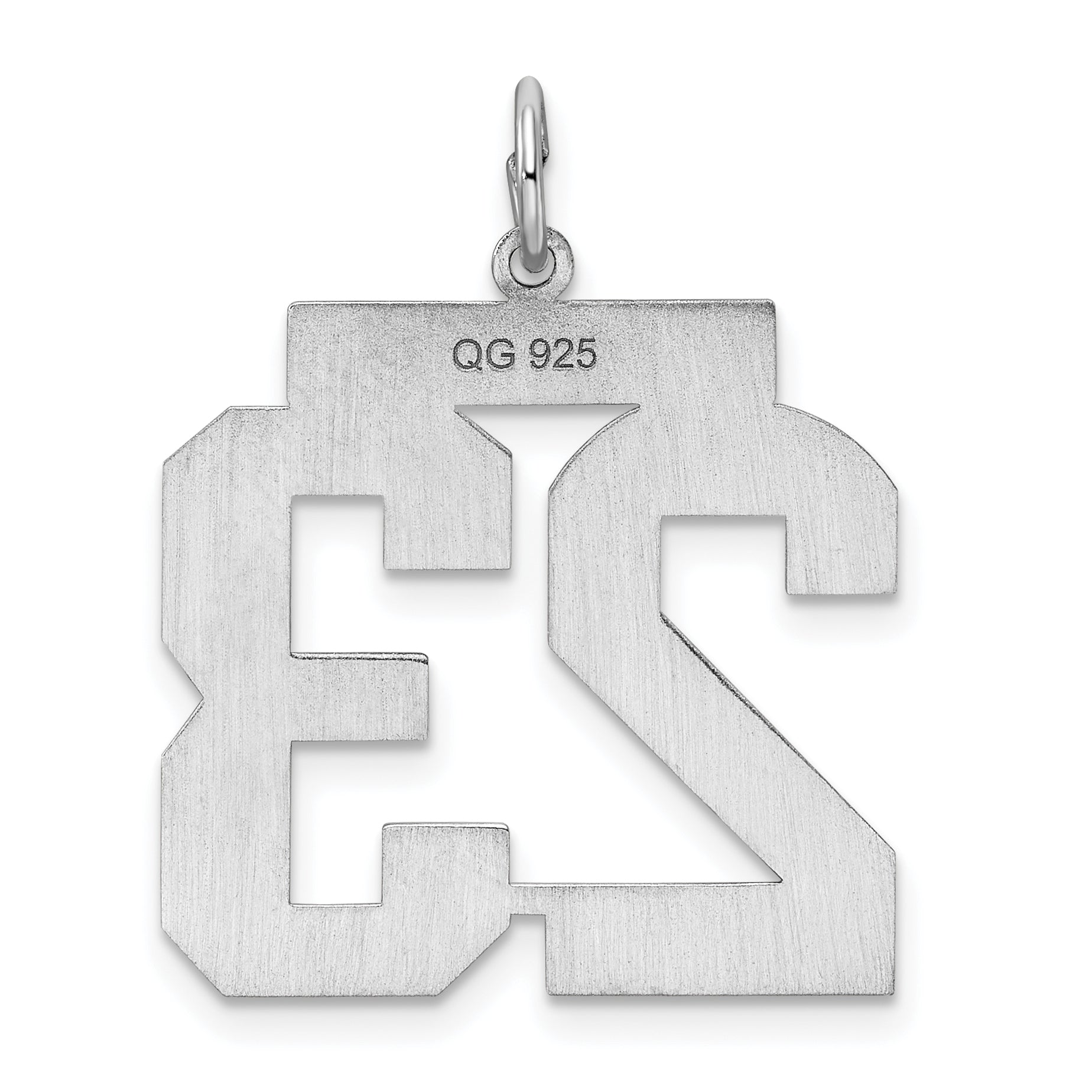 Sterling Silver Silver/Rhodium-Plated Polished Number 23 Charm
