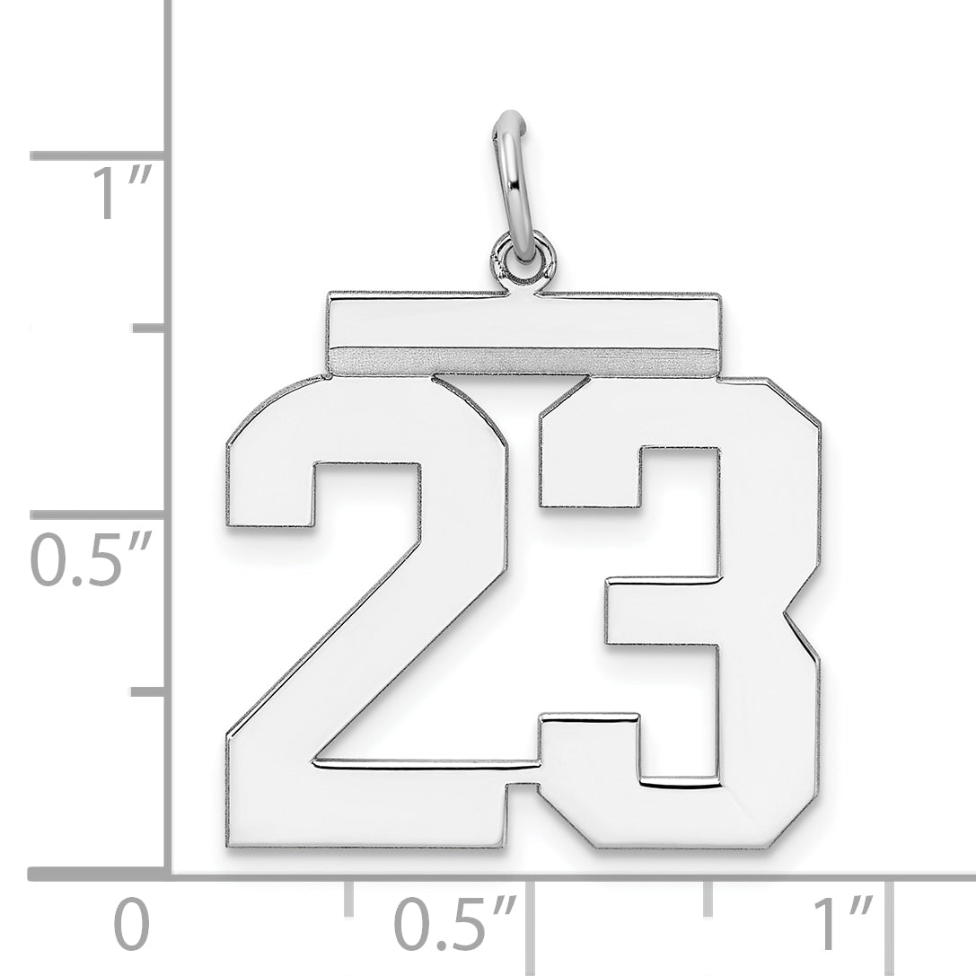 Sterling Silver Silver/Rhodium-Plated Polished Number 23 Charm