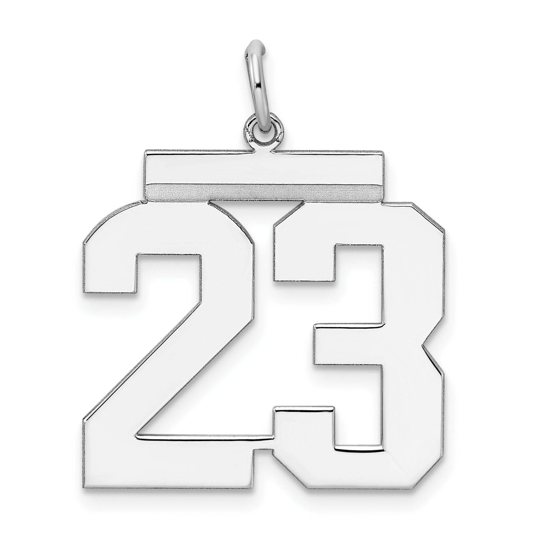 Sterling Silver Silver/Rhodium-Plated Polished Number 23 Charm