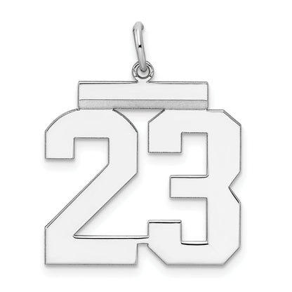 Sterling Silver Silver/Rhodium-Plated Polished Number 23 Charm