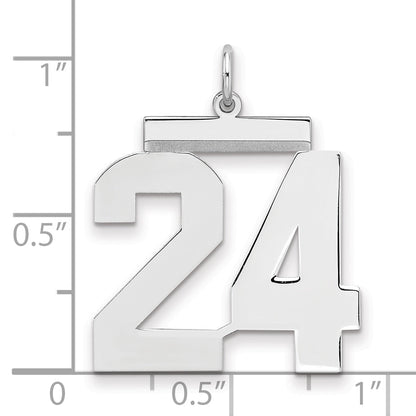Sterling Silver Silver/Rhodium-Plated Polished Number 24 Charm