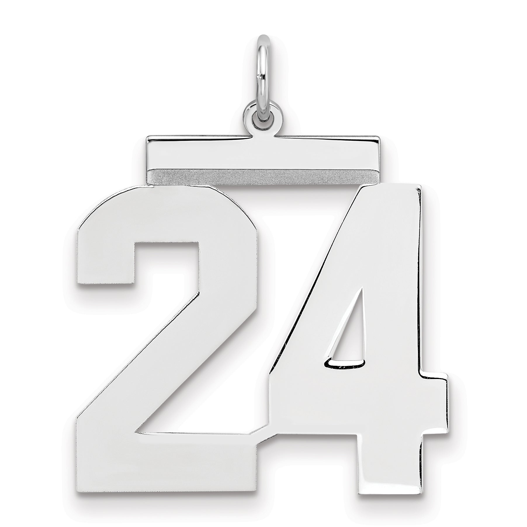 Sterling Silver Silver/Rhodium-Plated Polished Number 24 Charm