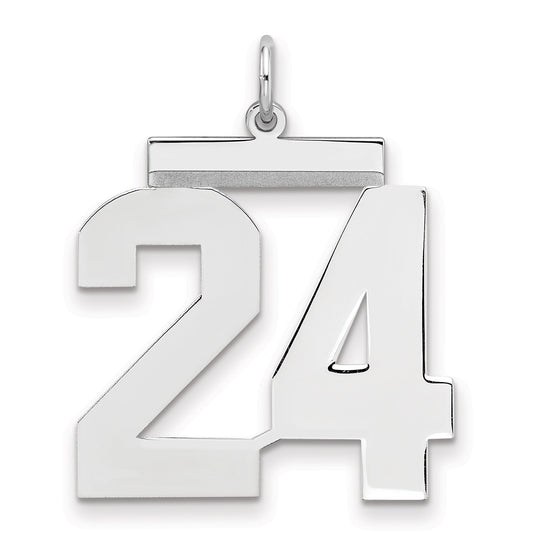 Sterling Silver Silver/Rhodium-Plated Polished Number 24 Charm