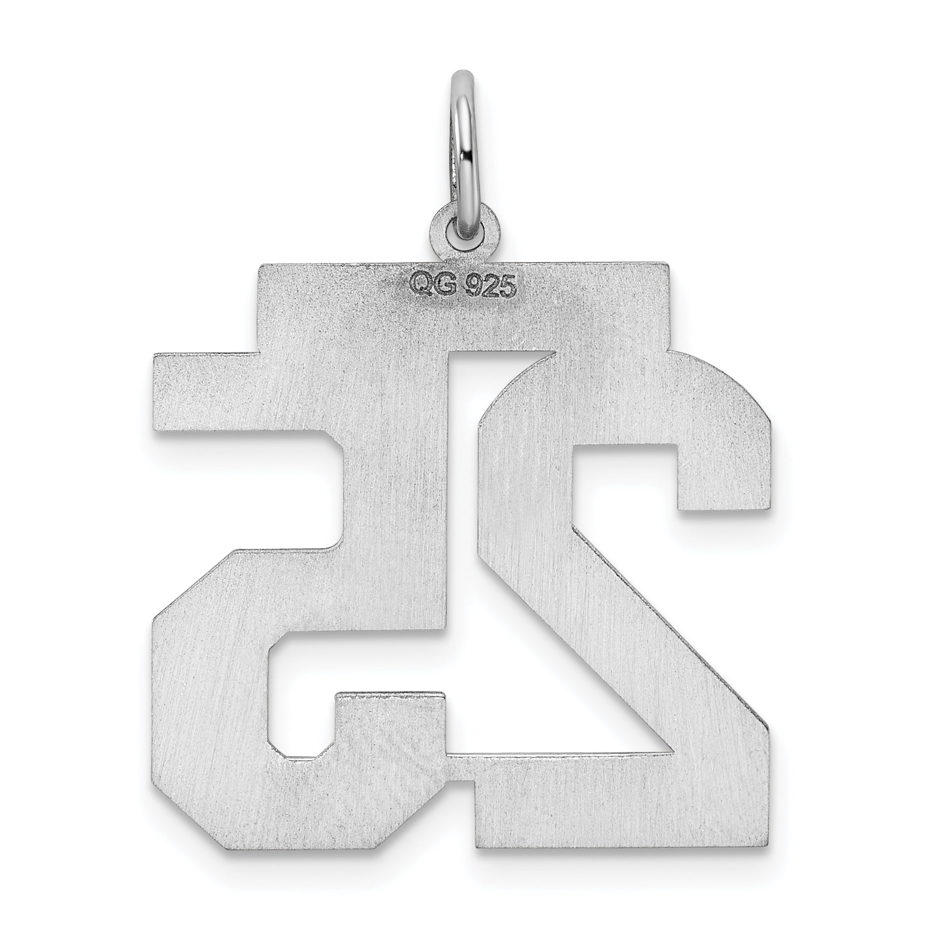 Sterling Silver Silver/Rhodium-Plated Polished Number 25 Charm