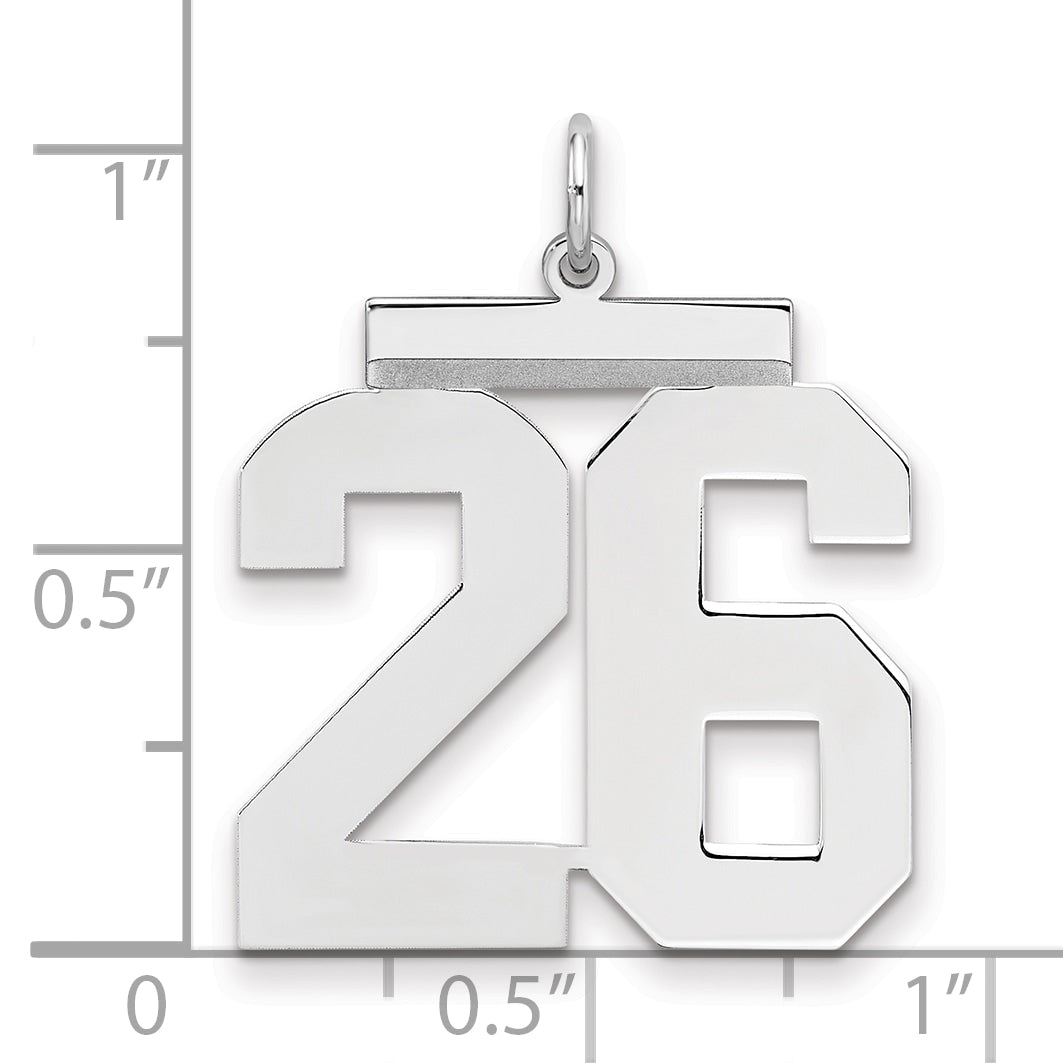 Sterling Silver Silver/Rhodium-Plated Polished Number 26 Charm