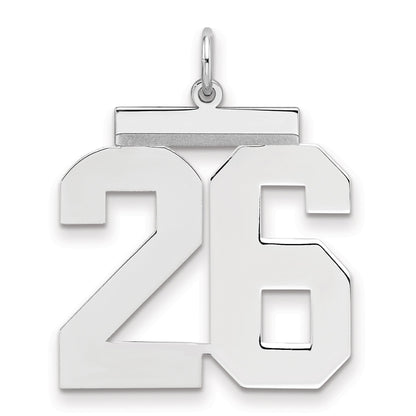 Sterling Silver Silver/Rhodium-Plated Polished Number 26 Charm