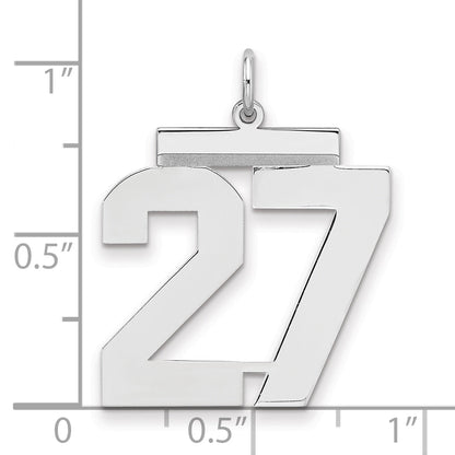 Sterling Silver Silver/Rhodium-Plated Polished Number 27 Charm