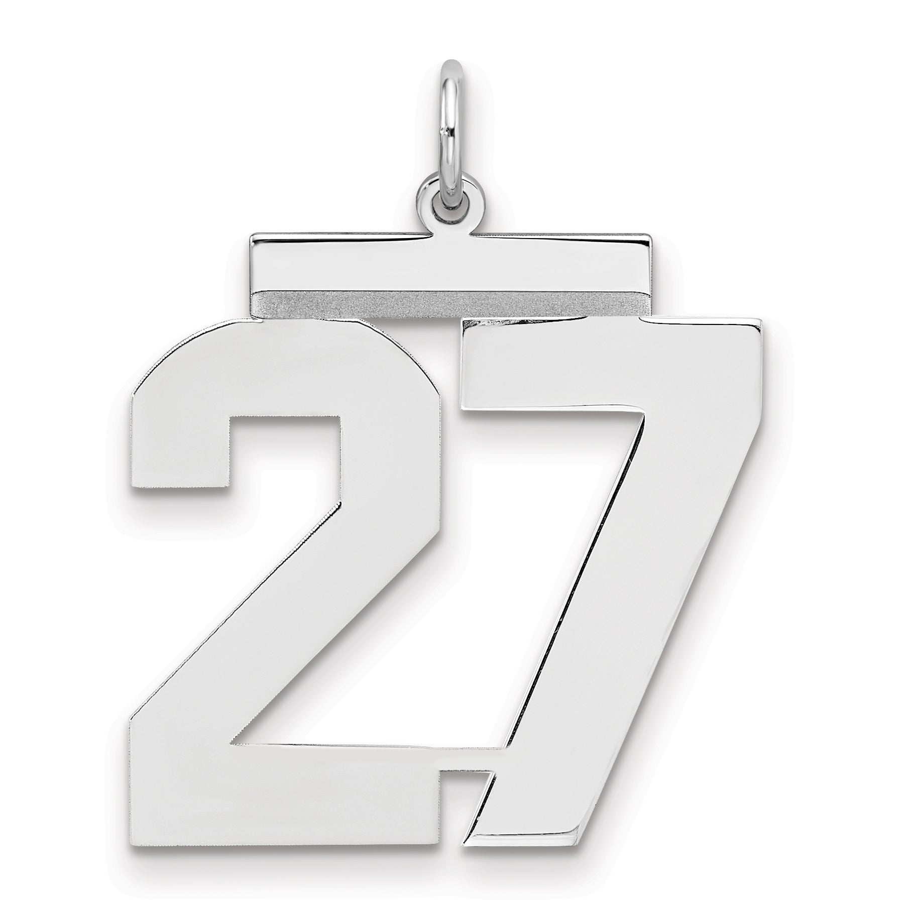 Sterling Silver Silver/Rhodium-Plated Polished Number 27 Charm