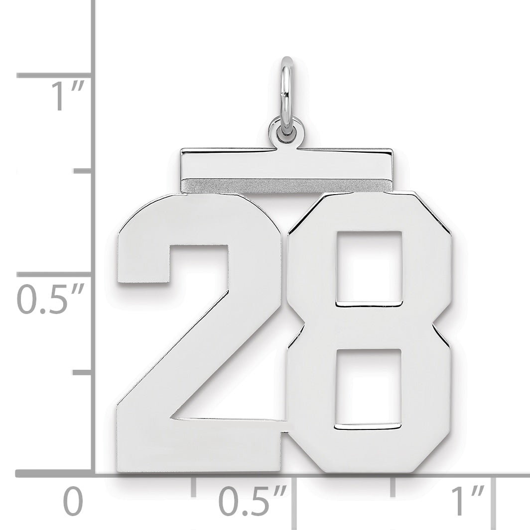 Sterling Silver Silver/Rhodium-Plated Polished Number 28 Charm