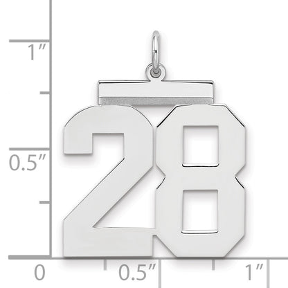 Sterling Silver Silver/Rhodium-Plated Polished Number 28 Charm