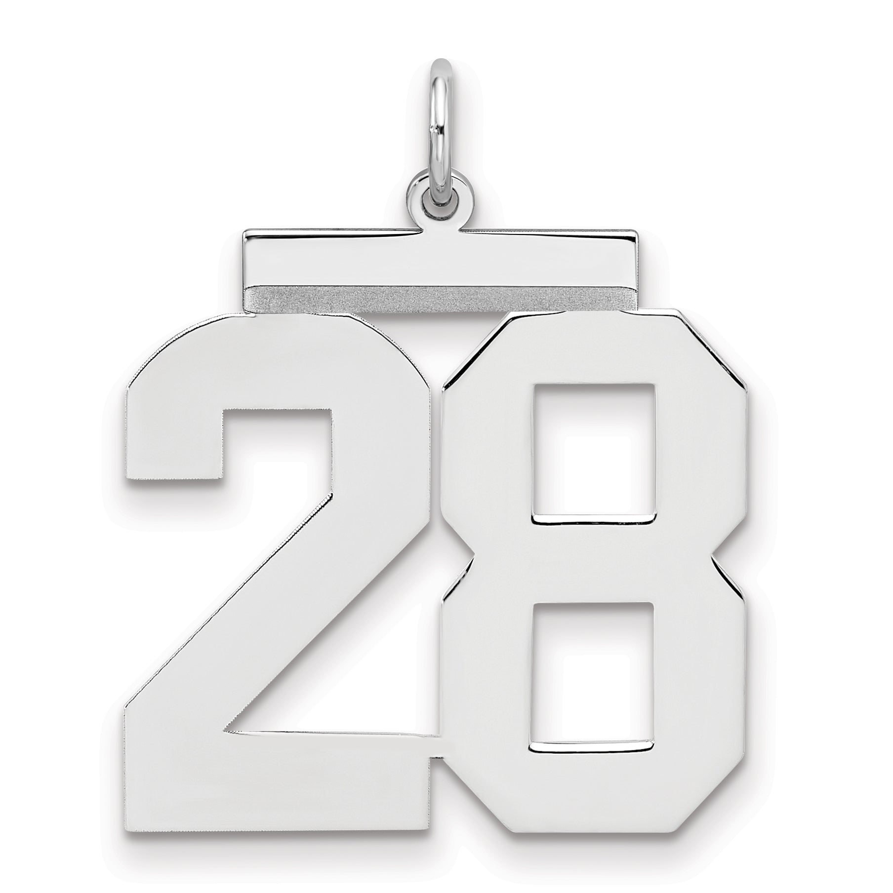 Sterling Silver Silver/Rhodium-Plated Polished Number 28 Charm