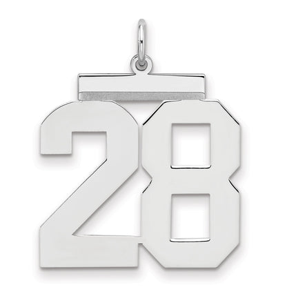 Sterling Silver Silver/Rhodium-Plated Polished Number 28 Charm