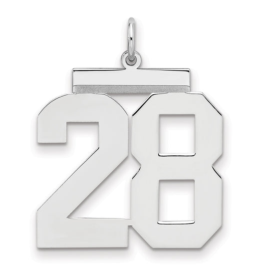 Sterling Silver Silver/Rhodium-Plated Polished Number 28 Charm