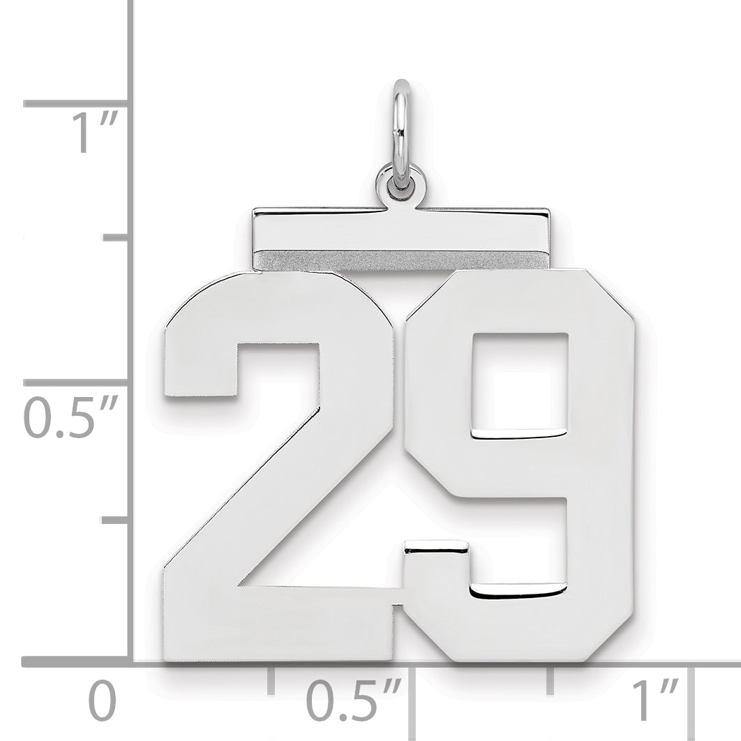 Sterling Silver Silver/Rhodium-Plated Polished Number 29 Charm