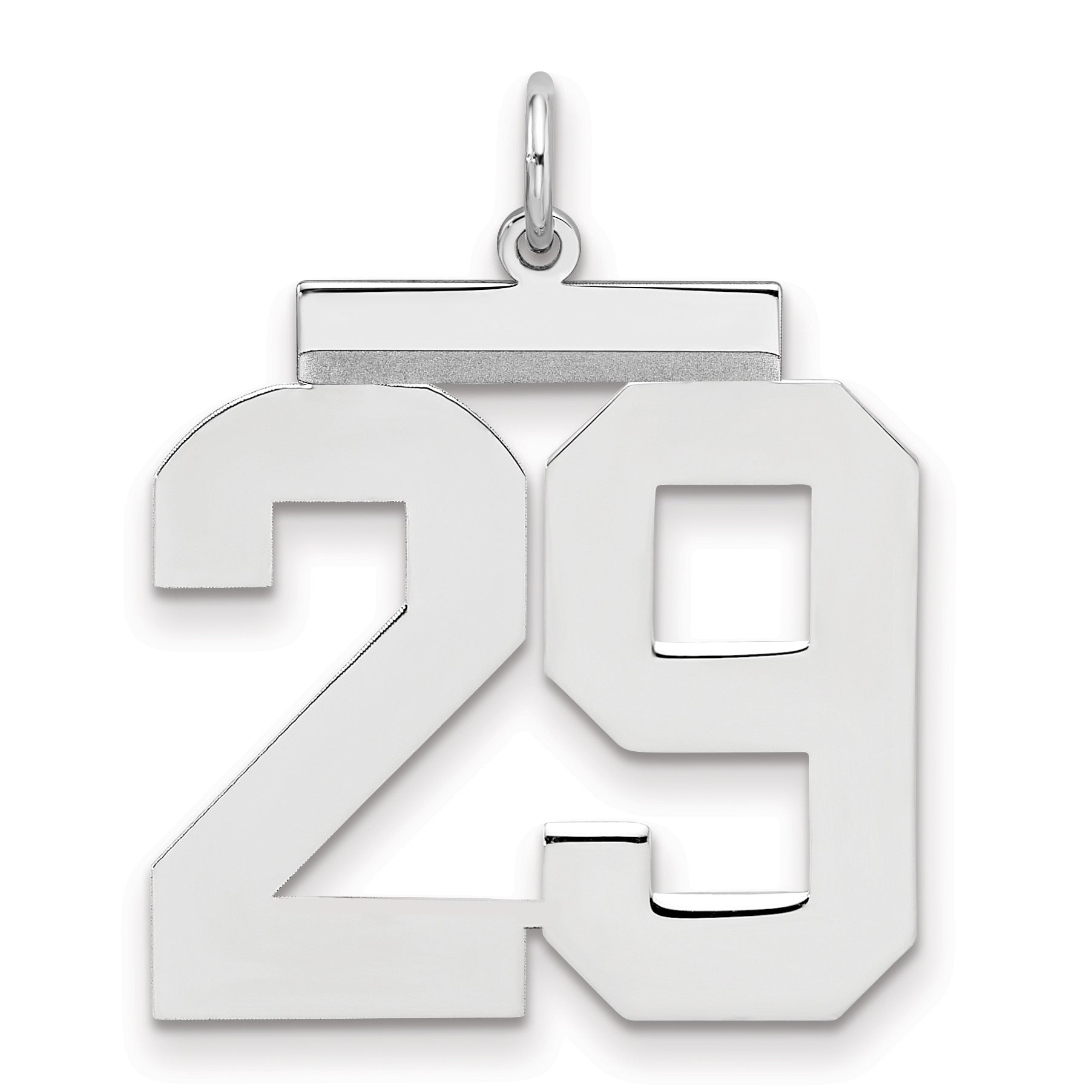 Sterling Silver Silver/Rhodium-Plated Polished Number 29 Charm