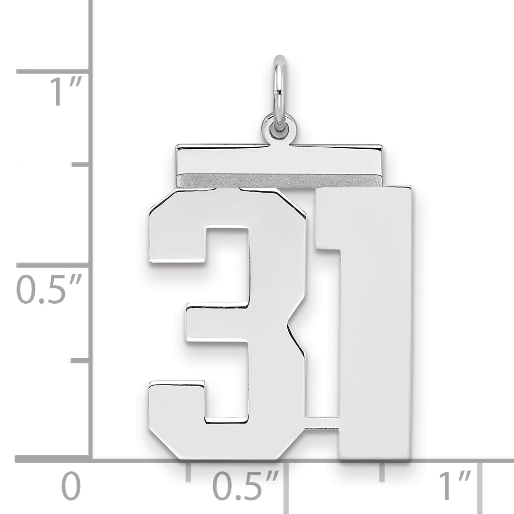 Sterling Silver Silver/Rhodium-Plated Polished Number 31 Charm
