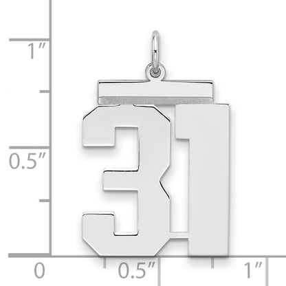 Sterling Silver Silver/Rhodium-Plated Polished Number 31 Charm