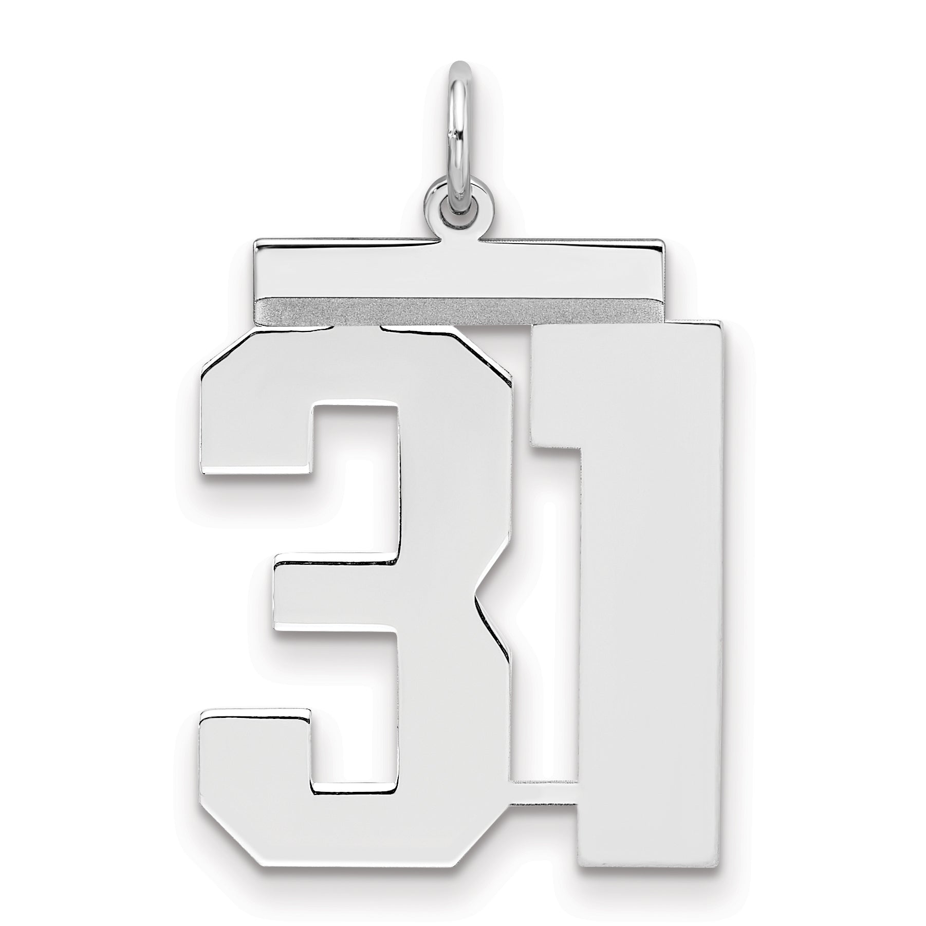 Sterling Silver Silver/Rhodium-Plated Polished Number 31 Charm