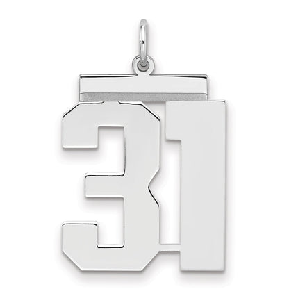 Sterling Silver Silver/Rhodium-Plated Polished Number 31 Charm