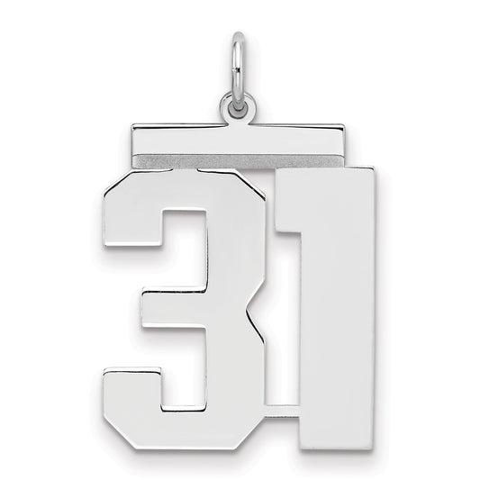 Sterling Silver Silver/Rhodium-Plated Polished Number 31 Charm