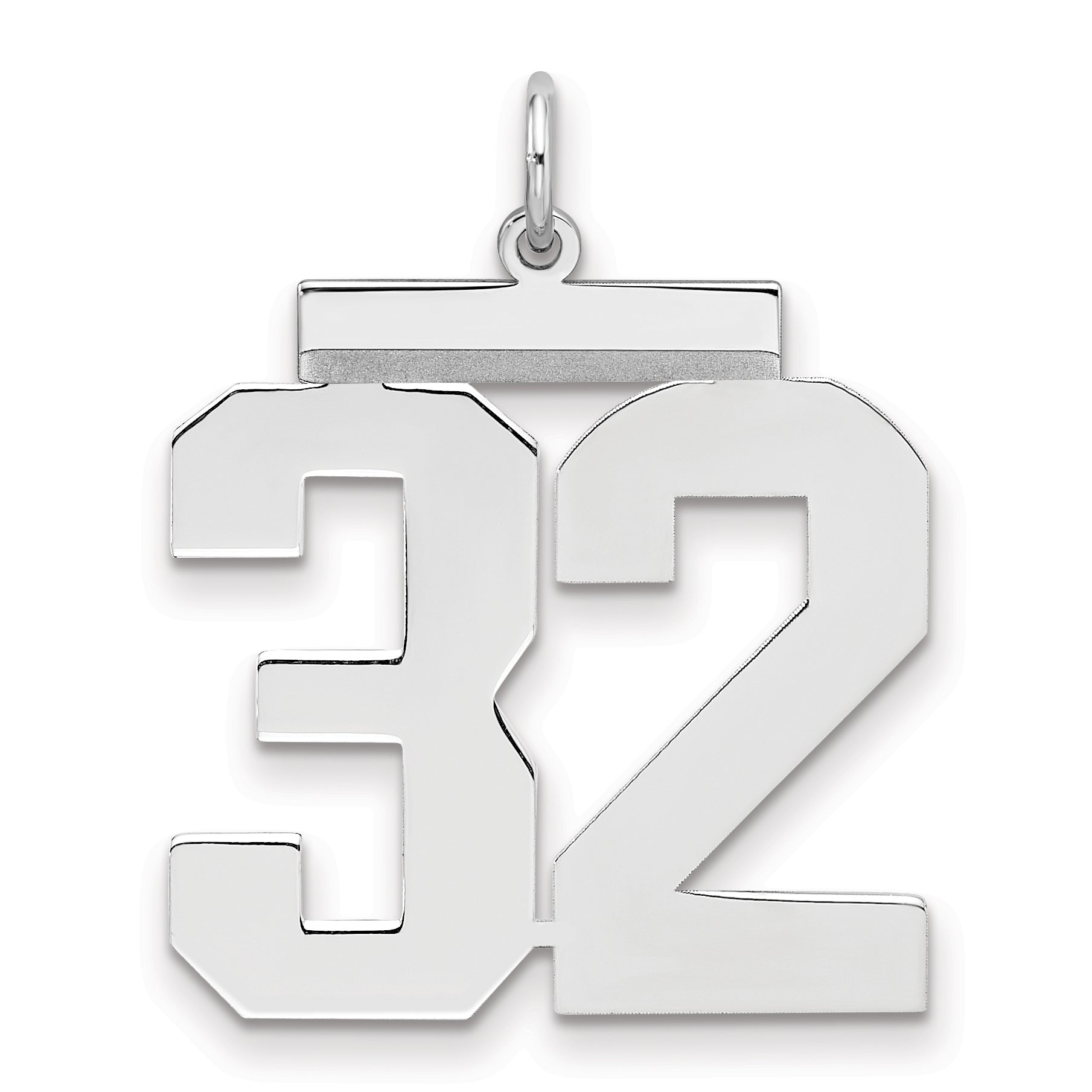 Sterling Silver Silver/Rhodium-Plated Polished Number 32 Charm