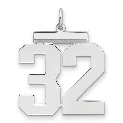 Sterling Silver Silver/Rhodium-Plated Polished Number 32 Charm