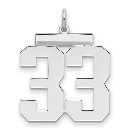 Sterling Silver Silver/Rhodium-Plated Polished Number 33 Charm