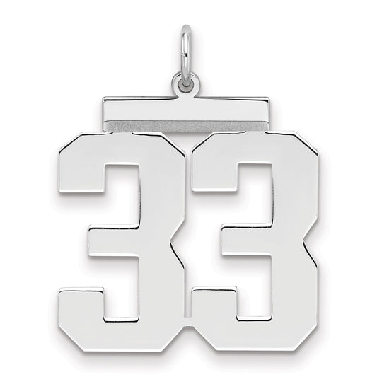 Sterling Silver Silver/Rhodium-Plated Polished Number 33 Charm