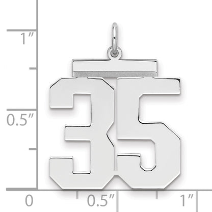 Sterling Silver Silver/Rhodium-Plated Polished Number 35 Charm