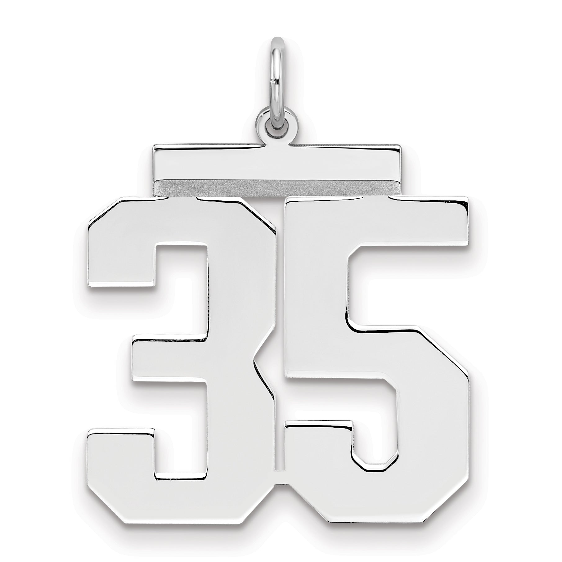 Sterling Silver Silver/Rhodium-Plated Polished Number 35 Charm