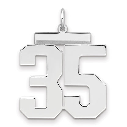 Sterling Silver Silver/Rhodium-Plated Polished Number 35 Charm