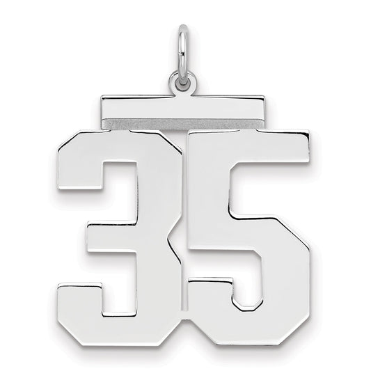 Sterling Silver Silver/Rhodium-Plated Polished Number 35 Charm