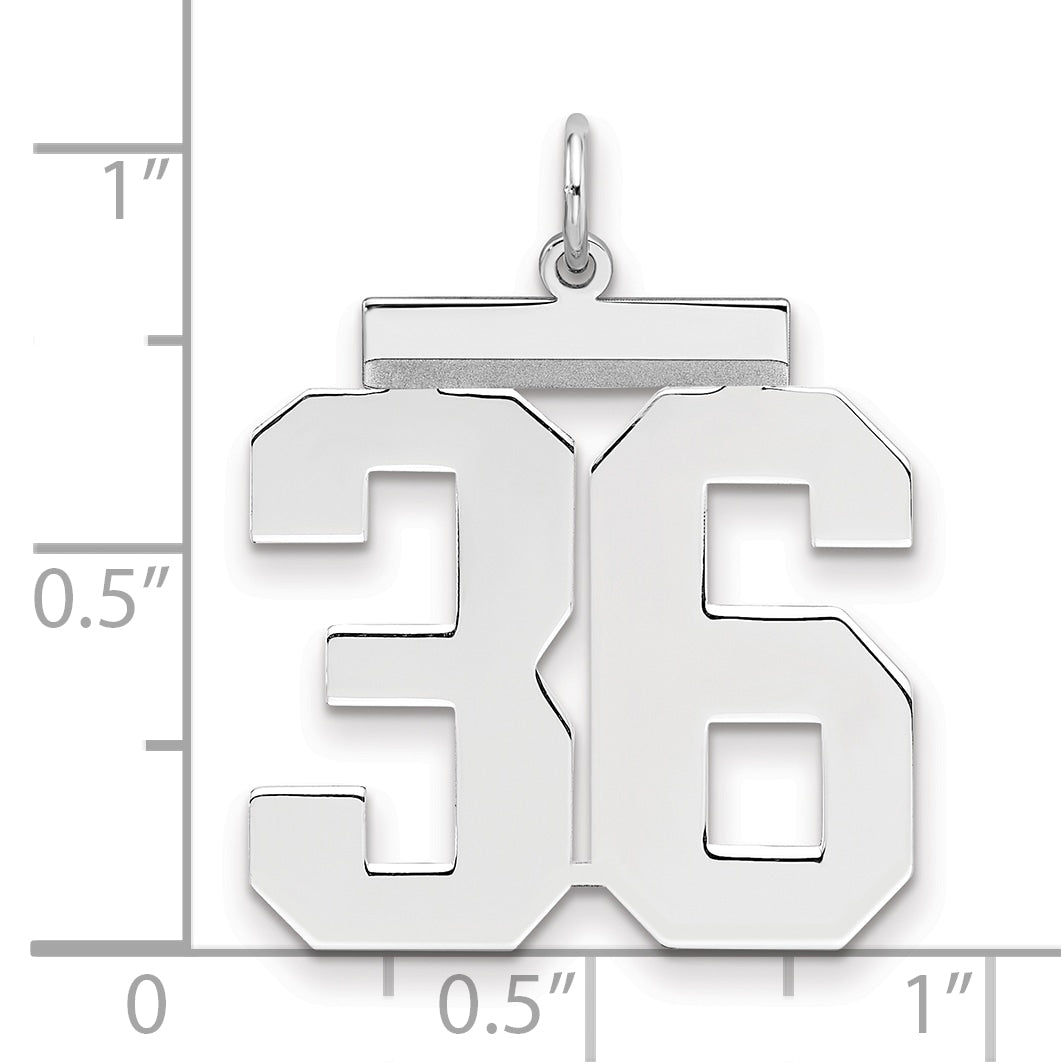 Sterling Silver Silver/Rhodium-Plated Polished Number 36 Charm