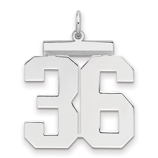 Sterling Silver Silver/Rhodium-Plated Polished Number 36 Charm