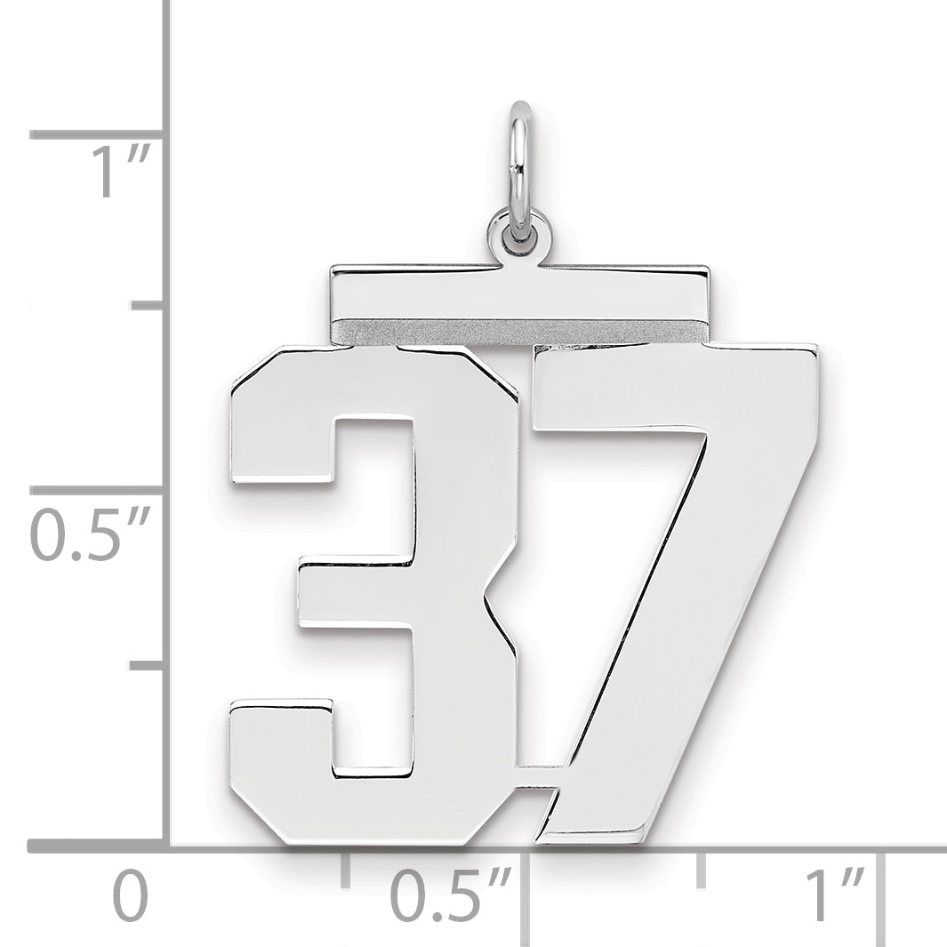 Sterling Silver Silver/Rhodium-Plated Polished Number 37 Charm