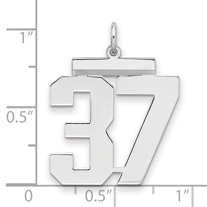 Sterling Silver Silver/Rhodium-Plated Polished Number 37 Charm