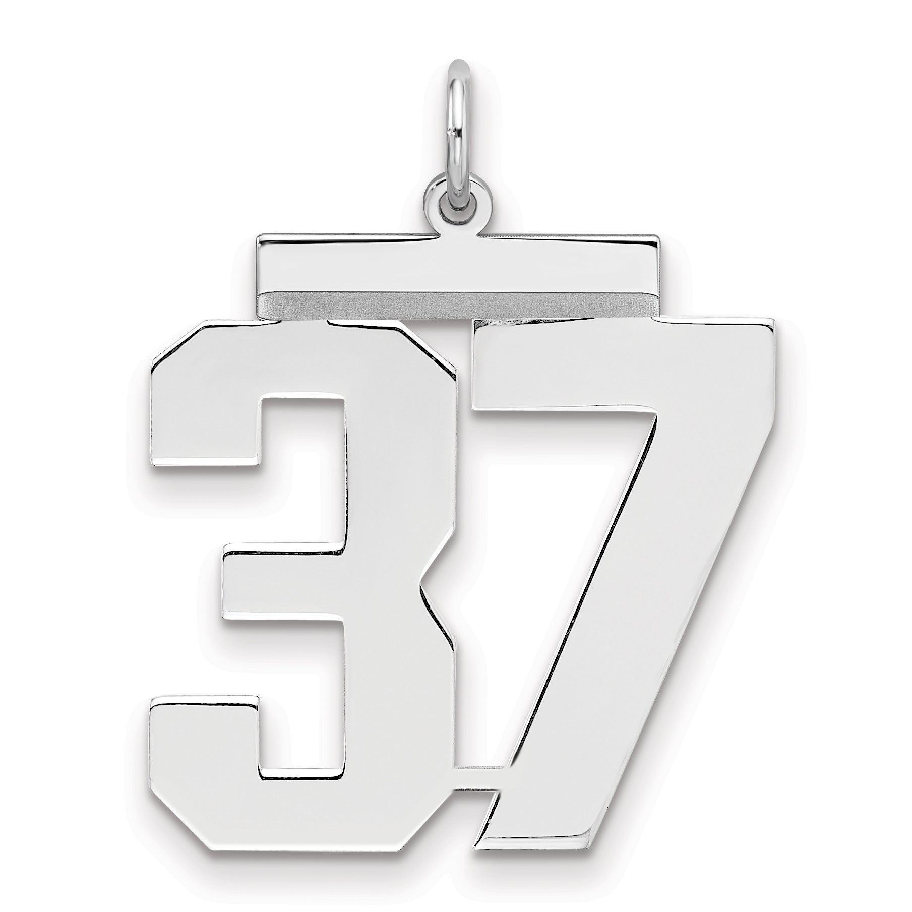 Sterling Silver Silver/Rhodium-Plated Polished Number 37 Charm