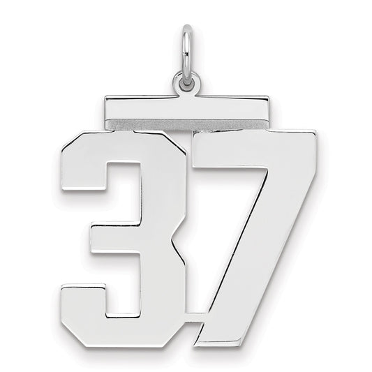 Sterling Silver Silver/Rhodium-Plated Polished Number 37 Charm
