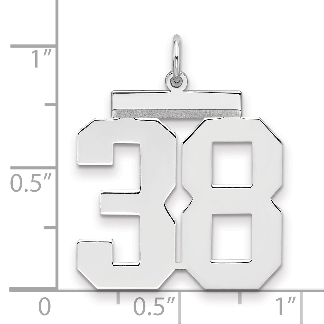 Sterling Silver Silver/Rhodium-Plated Polished Number 38 Charm