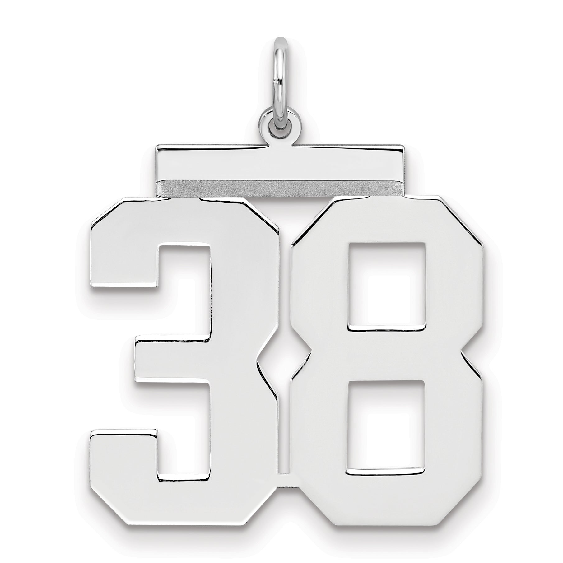 Sterling Silver Silver/Rhodium-Plated Polished Number 38 Charm
