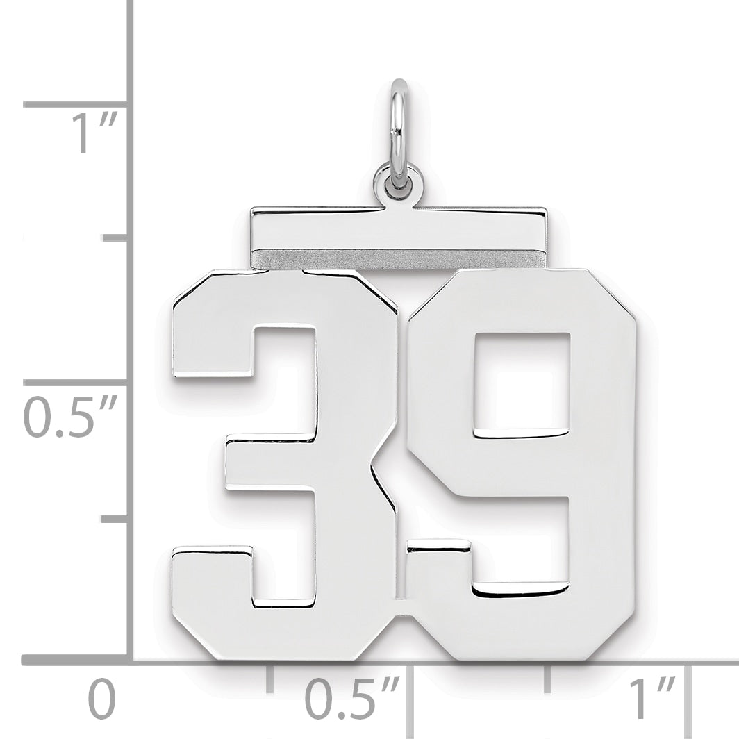 Sterling Silver Silver/Rhodium-Plated Polished Number 39 Charm