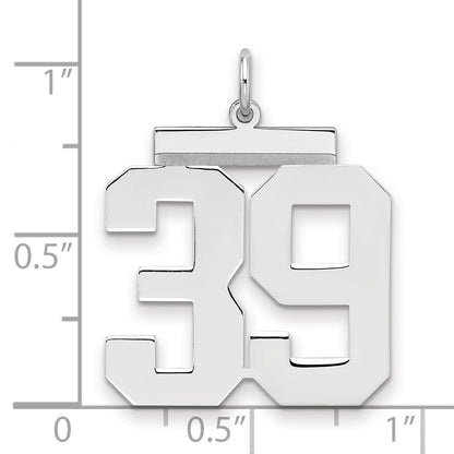 Sterling Silver Silver/Rhodium-Plated Polished Number 39 Charm